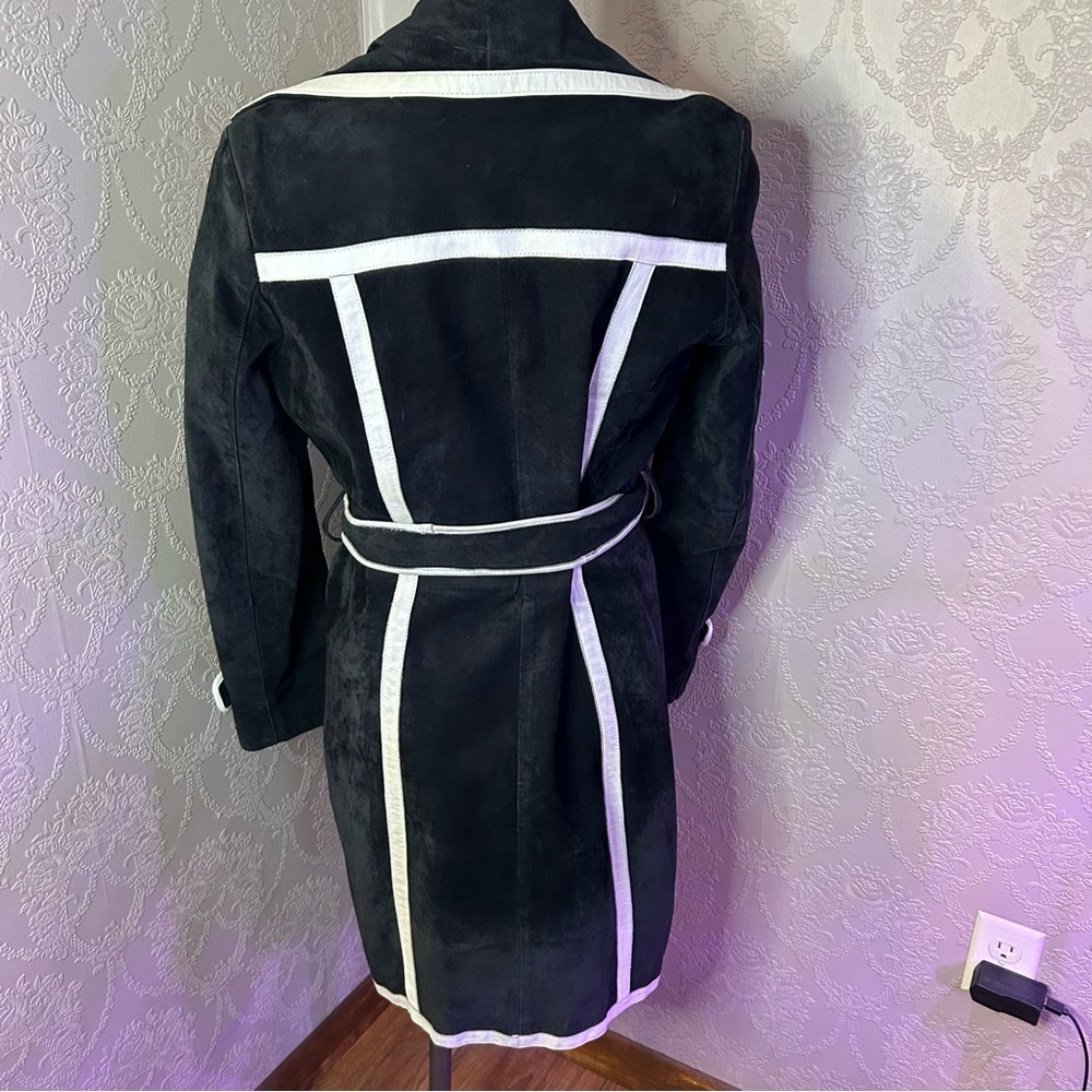 Elegant Black and White Women's Coat Boston Proper S leather coat - Picture 6 of 12